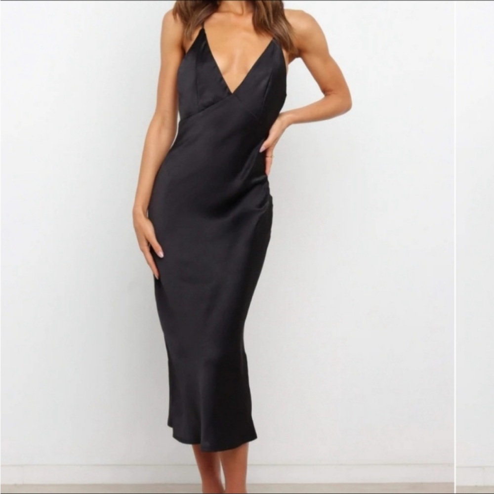 Black satin dress
